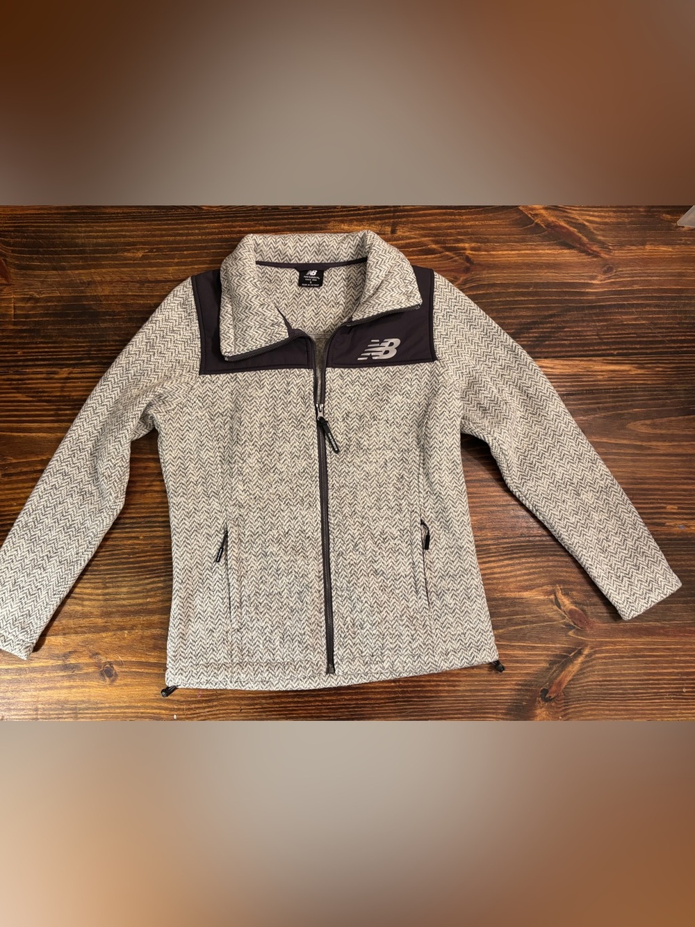 Like New New Balance Women’s Herringbone Fleece Jacket Gray Full Zip Size Small